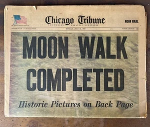Vintage Zeitung MOON WALK ABGESCHLOSSEN 21. Juli 1969 Chicago Tribune - Bild 1 von 5