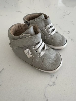 Little Love Bug Grey Soft Sole Booties Size 5 Infant Leather Boots 5C Rubber - Image 1 of 4