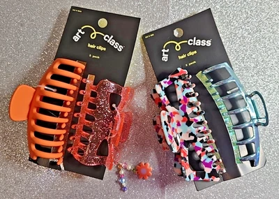 Pinzas para el cabello Art Class paquete de 2 accesorios de garra jumbo de 4" ~ elección de colores Foto 1 de 4