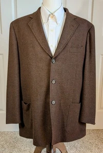 Vtg CORNELIANI Chocolate Brown Wool-Cashmere Knit Blazer Men's 44/46 L PRISTINE! - Picture 1 of 24