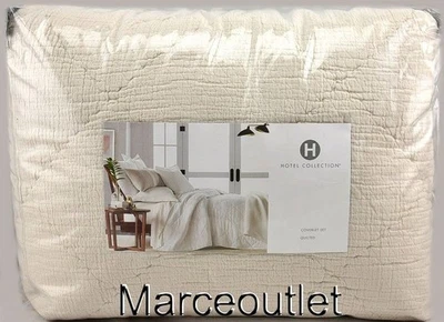 Hotel Collection Linen Blend Dobby Diamond KING Coverlet Set Natural - Image 1 of 4