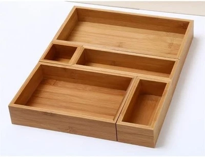 Juego de 5 Cajones Organizadores de Bambú Caja de Almacenamiento para Especias y Artículos de Cocina, Linge Foto 1 de 4