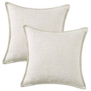 Spring Decorative Outdoor Throw Pillow Covers 24x24 Set of 2, Square Linen - Picture 1 of 7