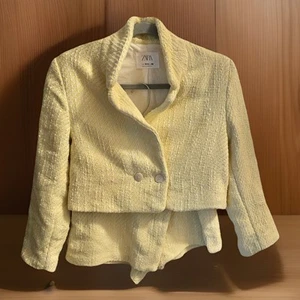 ZARA Girls Tweed Jacket & Skort 2 Piece Set Yellow Size 13-14 - Picture 1 of 11