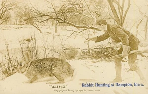 1909 RPPC Rabbit Hunting at Hampton, Iowa - Picture 1 of 2