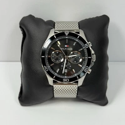 Tommy Hilfiger Jordan 1792092 Black Dial Silver Mesh Bracelet Men’s Watch - Image 1 of 4
