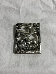 Vintage signierte Norseland Sterlingsilber Brosche Anstecknadel Hirsch Rehkitz im Wald - Bild 1 von 12