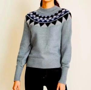 Ann Taylor Nordic Fair Isle Pullover Petite Small hochgeschlossen Academia adrett neu mit Etikett - Bild 1 von 11