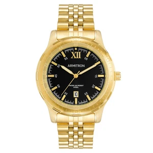 Armitron Herren goldfarben rund schwarzes Zifferblatt Dress Watch wasserdicht - Bild 1 von 2