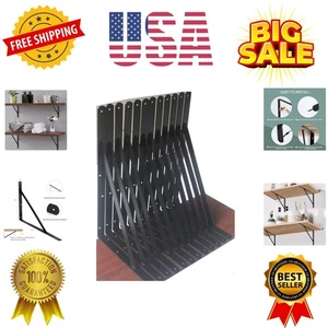 Paquete de 12 soportes de estante L22 x H 12" negros de alta resistencia con tornillos estante de metal B... - Imagen 1 de 9