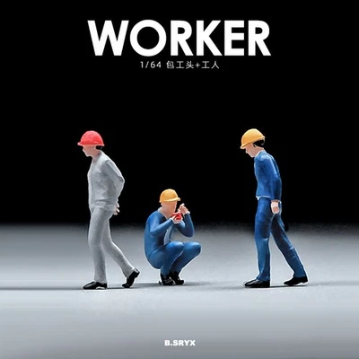 1:64 Construction worker, contractor worker doll model mini figure decorative - Image 1 of 4