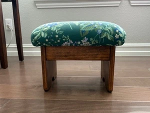 NEW Custom Made Wooden Foot Stool w/ Laura Ashley Bramble - OOAK - Picture 1 of 7