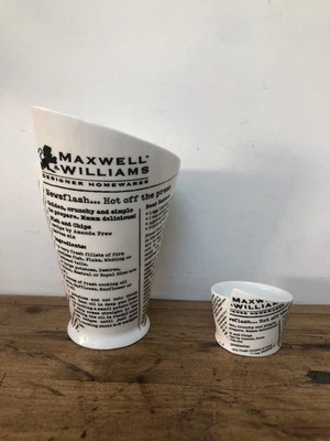 Maxwell & Williams White Basics Newsprint French Fry Holder & Dipping Bowl - Image 1 of 4