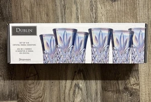 6 SHANNON BY GODINGER DUBLIN CRYSTAL 2 OZ VODKA SHOOTER GLASSES Iridescent NEW - Picture 1 of 3