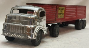Vintage 50's Structo Steel Company Chrome Semi Truck w Red Trailer, 20" - Picture 1 of 17