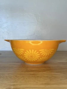 Vintage Pyrex Orange Sonnenblume Gänseblümchen #442 Aschenputtel verschachtelte Rührschüssel 1,5 Quart - Bild 1 von 18
