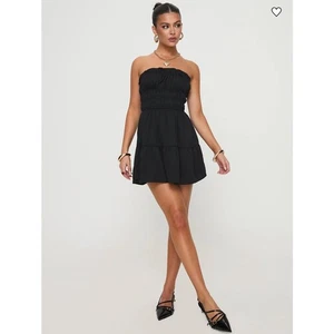 NWT Princess Polly Black Joie Strapless Smocked Cocktail Mini Dress Women's Sz 6 - Picture 1 of 10