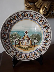 Piatto del buon Ricordo ceramica dipinta a mano panorama di campagna - Picture 1 of 1
