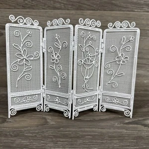 Victorian Dollhouse Miniature 1:12 White Metal Wire 4-Panel ROOM DIVIDER SCREEN - Picture 1 of 11