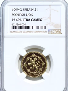 1999 Pound £1 Scottish Lion NGC PF69 Great Britain UK Proof Coin Royal Mint - Picture 1 of 3