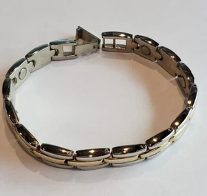 EDELSTAHL ZWEIFARBIGES 7,5 ZOLL GLIEDERARMBAND - Bild 1 von 4