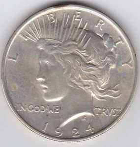 Peace Silver 1924 $1 in AU - Imagen 1 de 2