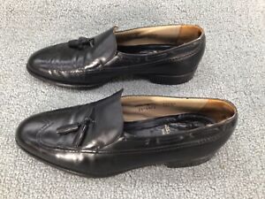 Johnston & Murphy   Aristocrat  Shoes Mens 10.5  Black Leather Wingtip Loafers