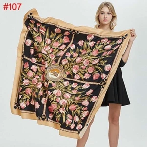 Women's Hijab Scarf Silk-Satin Square Head Shawl Scarfs 50:50 - Picture 1 of 3
