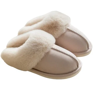Zapatillas de piel sintética con suela antideslizante para mujer - crema - Imagen 1 de 5