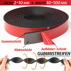 Gummistreifen Selbstklebend Breit 10-100 mm Dichtung Gummimatte Vollgumm - Bild 1 von 11