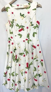 Grace Karin Floral Cherry Print Fit Flare Swing Dress Medium Retro Rockabilly - Picture 1 of 16