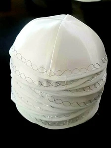 Lot of 12 Satin with Silver Decoration Kippah Yarmulke Kippa Judaica Kippot Kipa - Picture 1 of 4