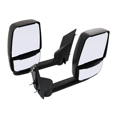 LH + RH Pair Manual Tow Mirrors For 2003-2017 Chevy Express Savana Van Smooth - Image 1 of 4
