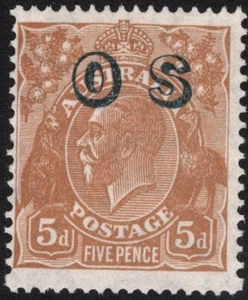 5d MARRÓN REY GEORGE V "SOBREIMPRESIÓN OS" SIN USAR - SIN GOMA (A30202) - Imagen 1 de 1