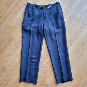 Tommy Bahama Pants Men's size 35 Blue Linen Blend Chino Lightweight Flat Front - Foto 1 di 15