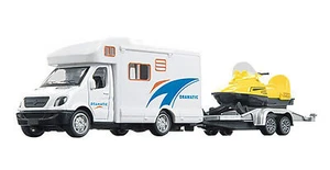 WOHNMOBIL mit Anhänger & Schneemobil Rückzug Camper Modell Wohnwagen Auto Bus 46 - Bild 1 von 6