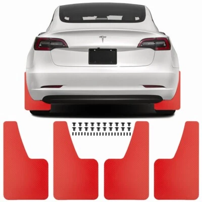 Red Carbon Splash Guards Mud Flaps Mudflaps for Tesla Model 3 S X Y Roadster Foto 1 de 4