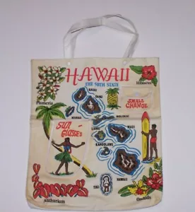 Hawaii Carry All Cloth Bag degli anni '50 '60 vintage - Foto 1 di 5