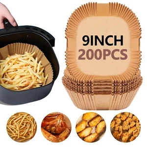 200 Pcs 9 Inch Square Air Fryer Paper Liners Disposable Parchment Paper Liners - Picture 1 of 7