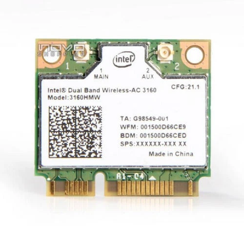 INTEL AC 3160 CARD 3160HMW AC Dual Band mini pcie 5ghz 433M  WIRELESS WIFI - Image 1 of 1