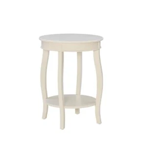 Linon Home Decor End/Side Table 18.5"x24" Round Wood Off White w/ Bottom Shelf - Picture 1 of 4