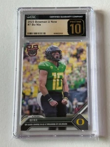 2023 Topps Now BOWMAN U BO NIX Oregon DUCKS Denver BRONCOS Black CGC 10 Pristine - Picture 1 of 10