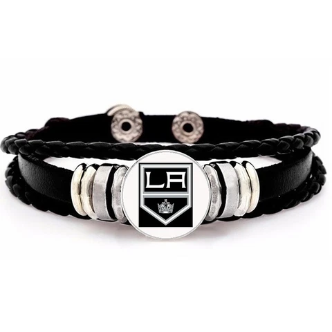 Los Angeles LA Kings Mens Womens Black Leather Adjust. Bracelet D14 Cover