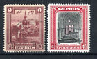 Chypre 1938 9pi Anniv of British Rule et 1934 4 1/2pi SG 129 et 139 FU CDS MH