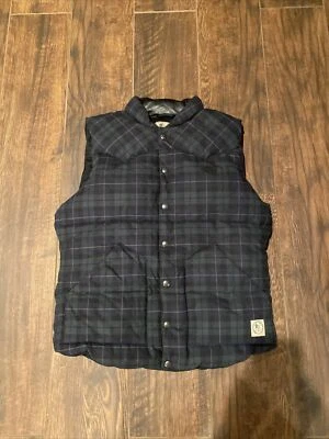 Chaleco de plumón PRPS Goods & Company para hombre de cuero a cuadros cuello interior talla grande Foto 1 de 4