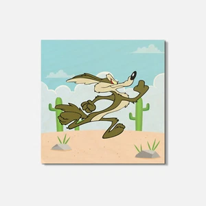 Wile E. Coyote Cartoon 4'' X 4'' Square Wooden Coaster - Picture 1 of 3