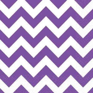 New Purple Chevron Lunch Napkins 16pk Party Serviettes Tableware Table Settings - Picture 1 of 1