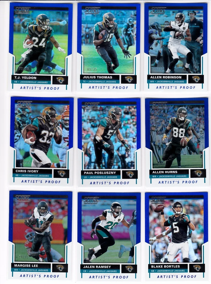 2017 Score T J Yeldon Artists's Proof Jacksonville Jaguars 33/35 - Image 1 of 1