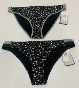 2x ROXY Size XL / 14 Black Fit Floral Bikini Bathers Bottoms Pants NEW RRP $120 - Picture 1 of 7