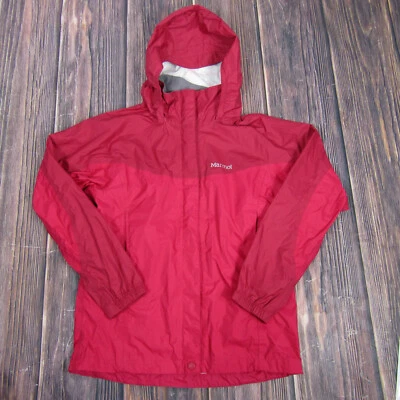 Chaqueta cortavientos Marmot con capucha para niñas grande roja dos tonos senderismo al aire libre Gorp Foto 1 de 4